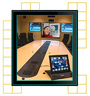 Customized electronic conference room table with power/data  runway